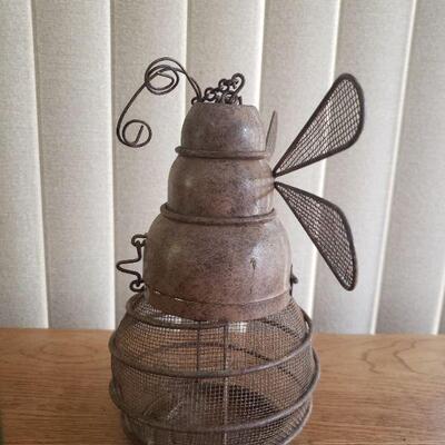Lot 291: Hanging Bee Candleholder and 2 Glass Plant Stakes 