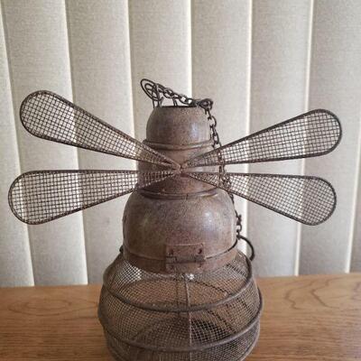 Lot 291: Hanging Bee Candleholder and 2 Glass Plant Stakes 