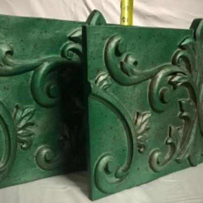 TWO ~ BEAUTIFUL ORNATE DAMASK STYLE CARVED WOOD CHRISTMAS WALL ART PIECES