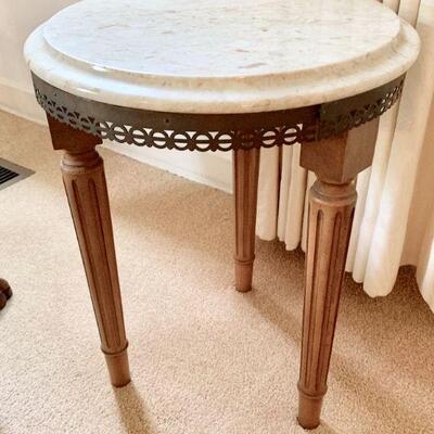 LOT 14 SMALL  MARBLE TOP DRINK TABLE