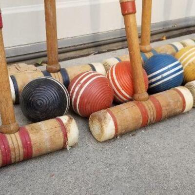 Lot #301: Vintage Croquet Set for (6) - No Wickets