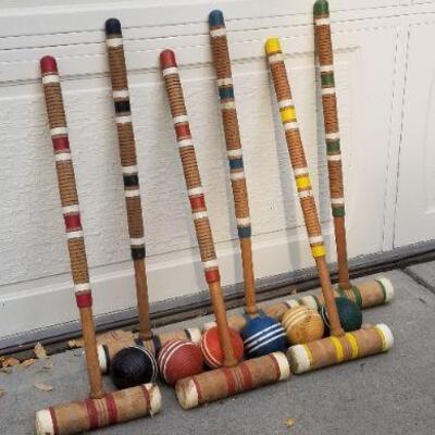 Lot #301: Vintage Croquet Set for (6) - No Wickets