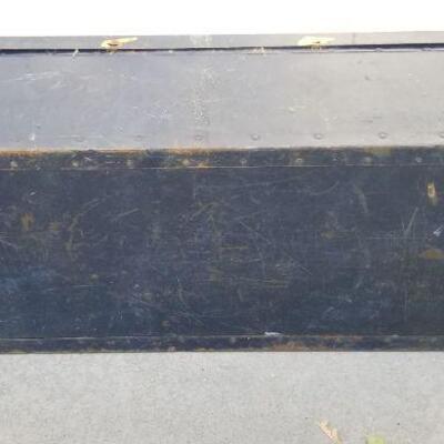 Lot #302: Vintage Metal Storage Trunk w/ recessed handles