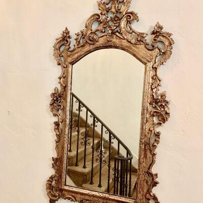 LOT 18 GILT WOOD AND GESSO HALL MIRROR