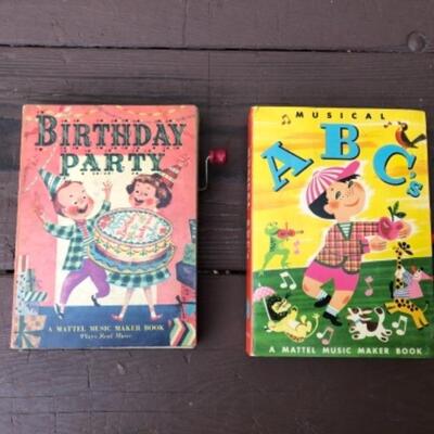 Lot 492:  2  A Mattel Music Maker Books: Birthday Party, 1952; ABC, 1952, Made in USA 