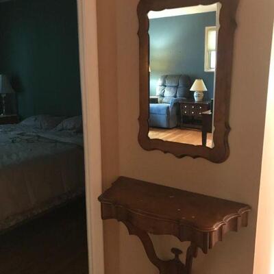 Wooden Table shelf with matching Mirror