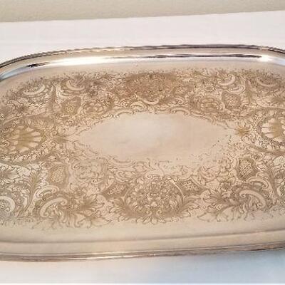 Lot #1  Silverplate Serving Tray and Pair of Silverplate Candelabra 