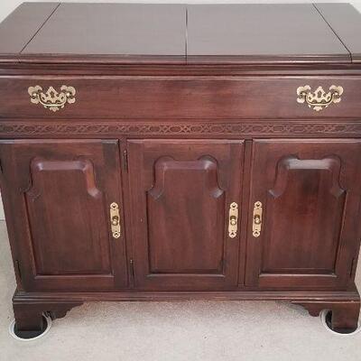 Lot #8  Vintage Ethan Allen Server/Bar with Asian Styling