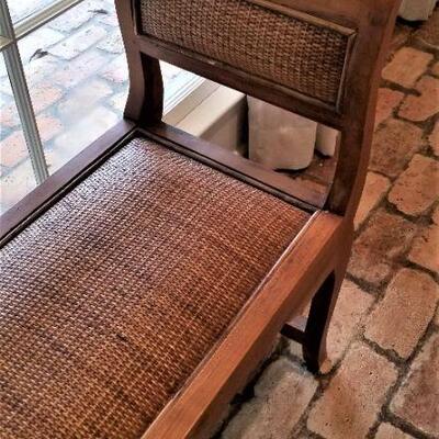Lot #14  Stylish Pine Bench with Rattan Seat and Inserts