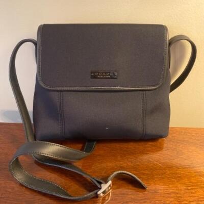 705: Black COACH Neoprene Leather Trim Handbag 