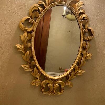 Carved Gold Leaf Wooden Framed Oval Mirror