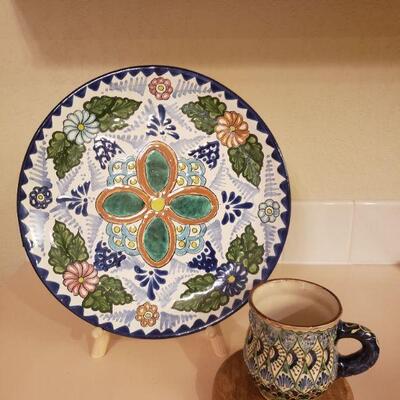 Lot 306: Handpainted Ceramic Platter and Mug