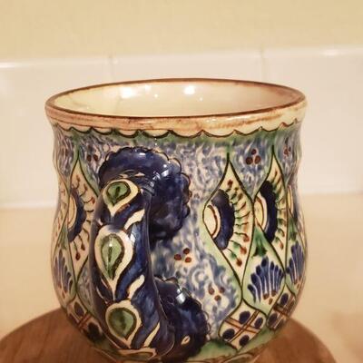 Lot 306: Handpainted Ceramic Platter and Mug