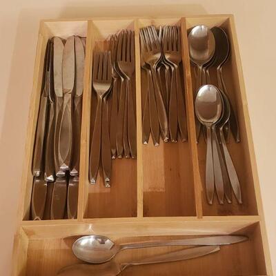 Lot 312: 44 piece Mid Century Modern Flatware Set