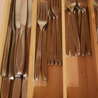 Lot 312: 44 piece Mid Century Modern Flatware Set