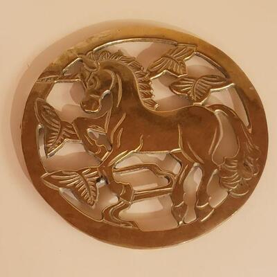 Lot 320: Mid Century Modern Brass Unicorn Trivet