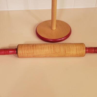 Lot 325: Vintage Rolling Pin and Paper Towel Holder