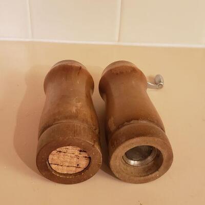 Lot 331: Mid Century Wood Salt & Pepper Mill