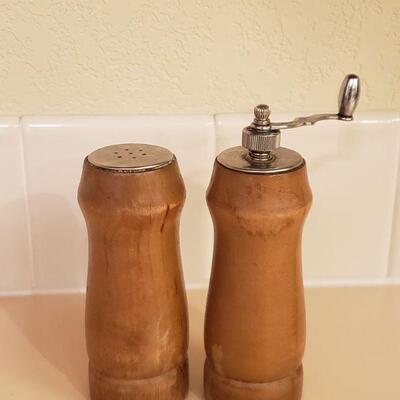Lot 331: Mid Century Wood Salt & Pepper Mill