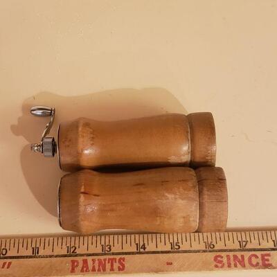 Lot 331: Mid Century Wood Salt & Pepper Mill