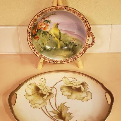Lot 357: Antique Birl Bowl and Flower Plate