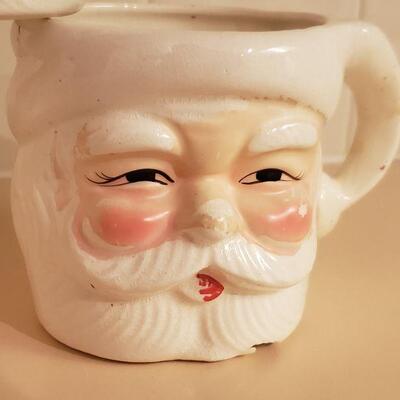 Lot 368: Vintage White Santa Mugs 