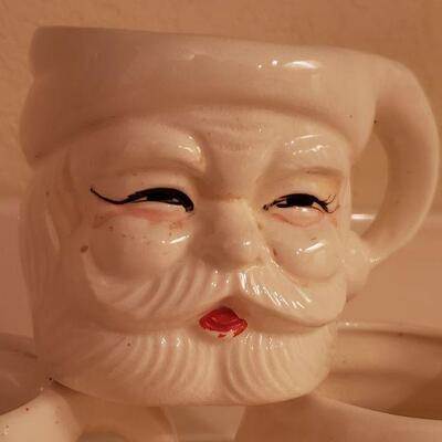 Lot 368: Vintage White Santa Mugs 
