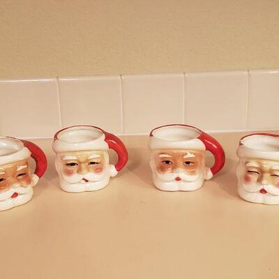 Lot 369: (4) Vintage Red & White Santa Mugs