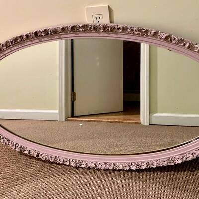 Lavender Floral Carved Solid Wood Framed Mirror 