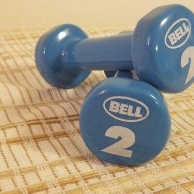 Lot #376: Pair of Vintage 2 lb Walking Light Exercise Barbells UNISEX Blue