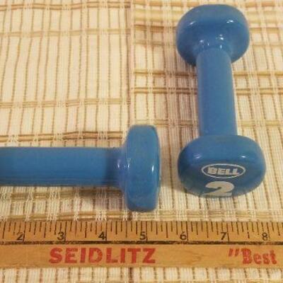Lot #376: Pair of Vintage 2 lb Walking Light Exercise Barbells UNISEX Blue