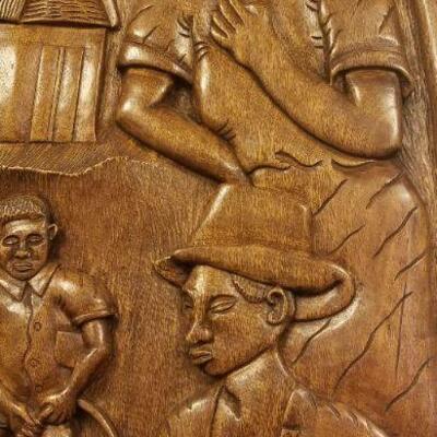 Lot #377: Vintage R. Belmont Wood Large Wall Sculpture Scene