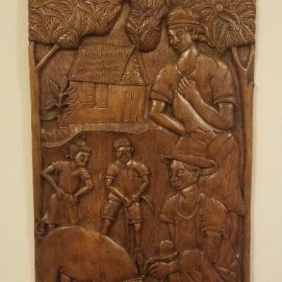 Lot #377: Vintage R. Belmont Wood Large Wall Sculpture Scene