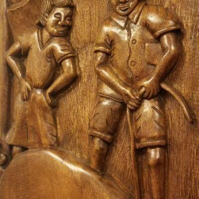 Lot #377: Vintage R. Belmont Wood Large Wall Sculpture Scene