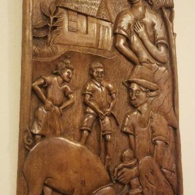 Lot #377: Vintage R. Belmont Wood Large Wall Sculpture Scene