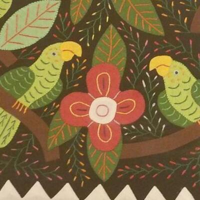 Lot #378: Vintage HandCrafted Bird Embroidered Art Scene FRAMED