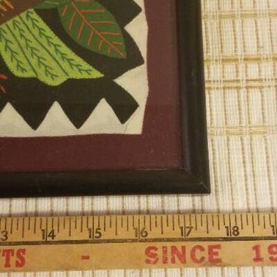 Lot #378: Vintage HandCrafted Bird Embroidered Art Scene FRAMED