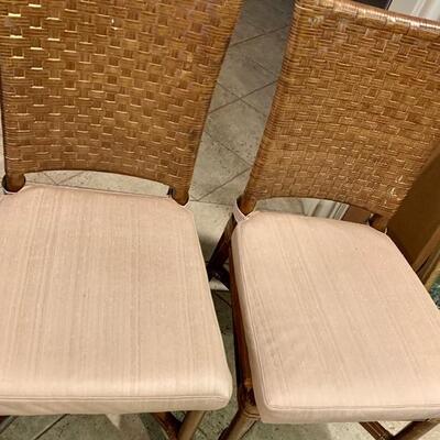 Set of 4 Rawhide Leather Woven Chairâ€™s / Removable Zippered  Seat Cushions 