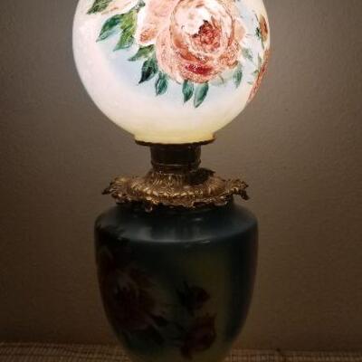 Lot #390: Antique Hurricane Lamp 