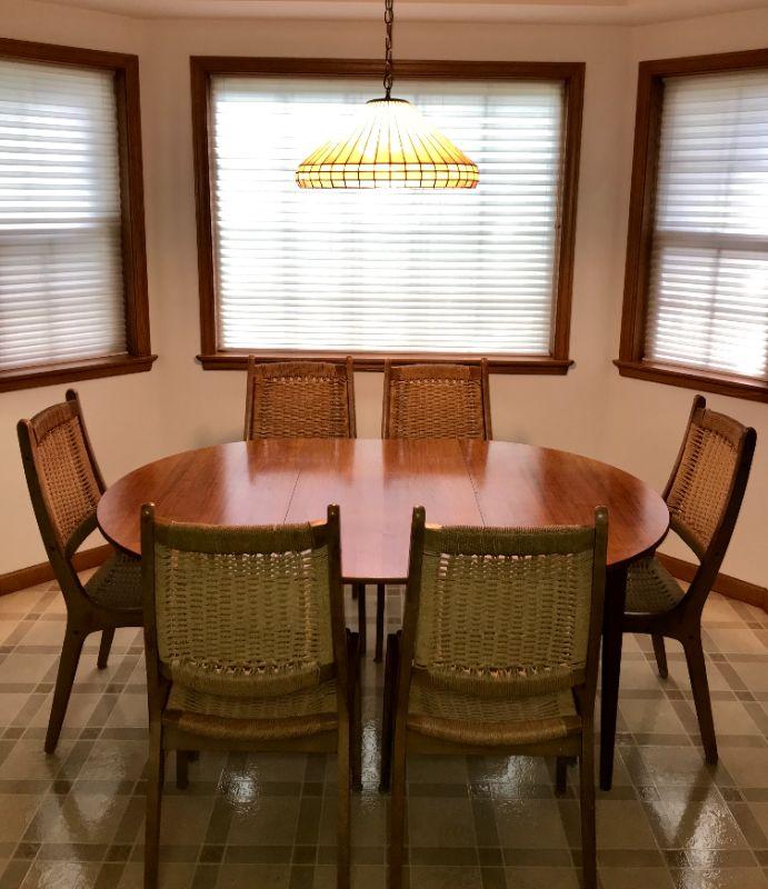 Dining Table And Six Woven Chairs Made In Yugoslavia