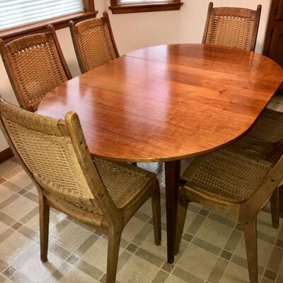 Dining Table And Six Woven Chairs Made In Yugoslavia