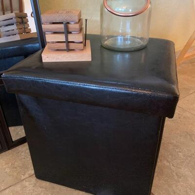Ottoman storage cube with home decor and mirror 