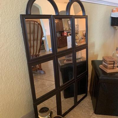 Ottoman storage cube with home decor and mirror 