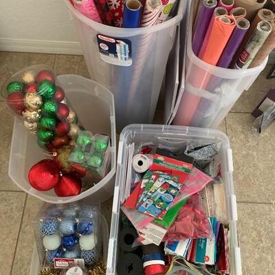 Misc wrapping paper and Christmas Ornament lot 