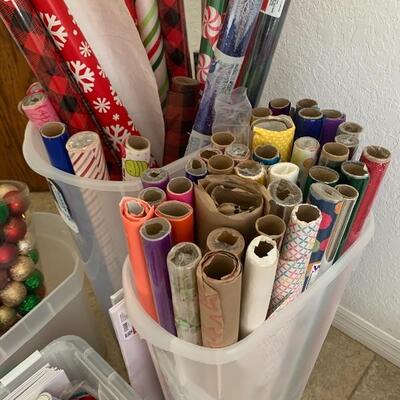 Misc wrapping paper and Christmas Ornament lot 