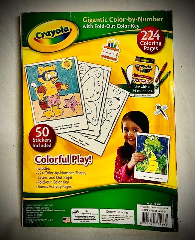 CRAYOLA GIGANTIC COLOR BY NUMBER COLORING BOOK W/ STICKERS