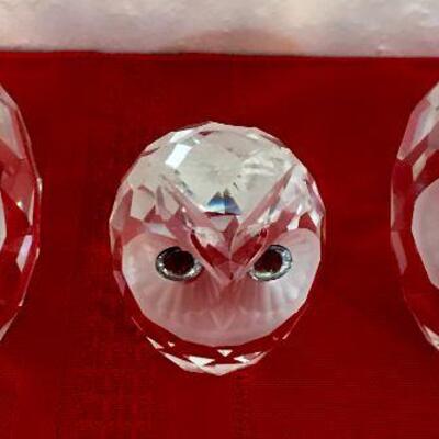 Three Swarovski Crystal Owls