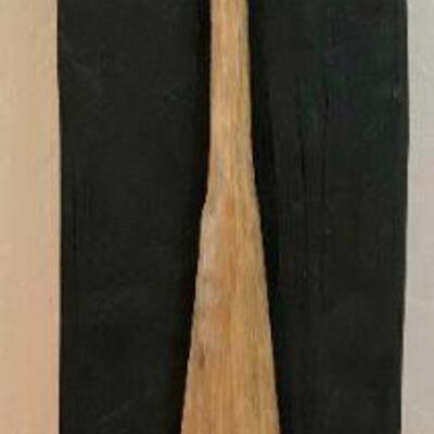 Northwest Carving Of Miniature Tlingit Paddle Attached To Black Board