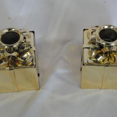 2 Gold Metal Candle Holders