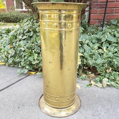 Lot 412: Vintage Brass Umbrella Stand 18" Ã— 8.5"